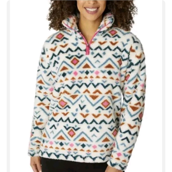 Eddie Bauer Aztec Plush Soft 1/4 Zip Longsleeve Sweater Size Medium - Picture 1 of 13